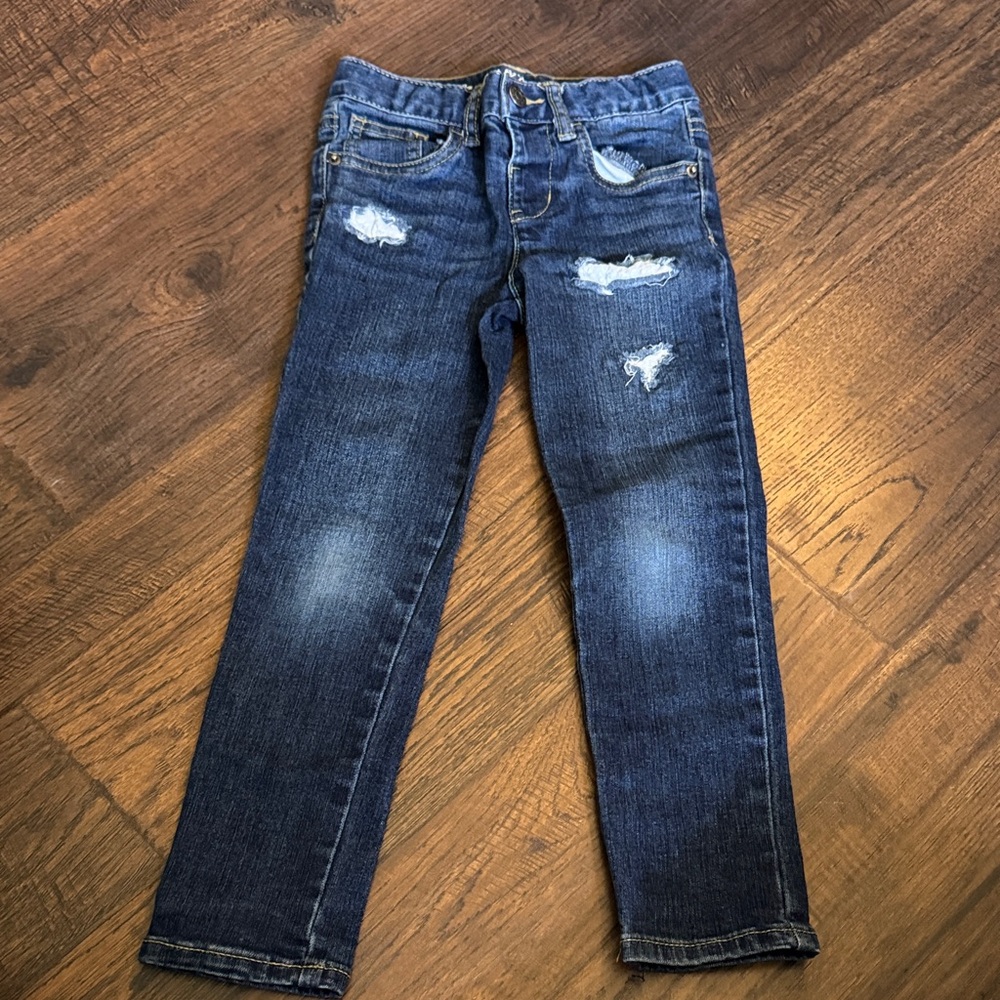 Dark Wash Distressed Girls Jeans